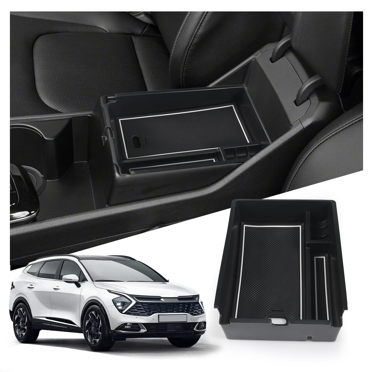 Ruiya Kompatibel mit Kia Sportage NQ5 (Automatikgetriebe) 2022-2024 2025 Mittelkonsole Aufbewahrungsbox, Sportage Armlehne Organizer Tray Mittelarmlehne Handschuhfach Organizer Sportage Zubehör von RUIYA