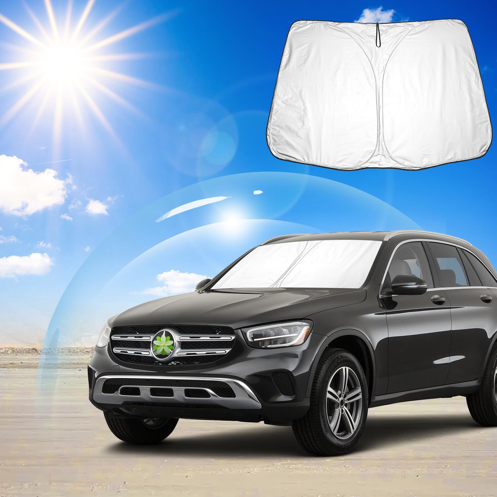 Ruiya für Mercedes-Benz GLC X253 2016-2021 Auto Sonnenschutz Frontscheibe, Windschutzscheibe Sonnenschirm Auto Frontscheibe blockiert UV Vorderseite Frontscheibe Sonnenschutz Mercedes GLC Zubehör von RUIYA