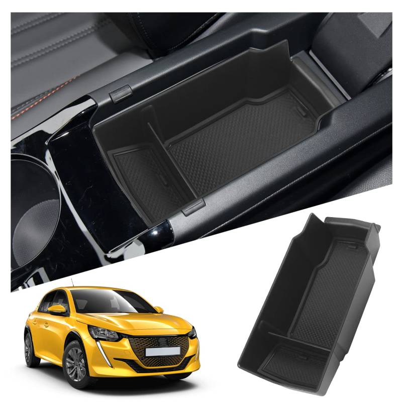 Ruiya Kompatibel mit Peugeot 208 e-208/ Peugeot 2008 e-2008 Restyling 2020-2024 2025 Mittelkonsole Aufbewahrungsbox, Armlehne Organizer Tray Mittelarmlehne Handschuhfach Mittelkonsole Organizer von RUIYA