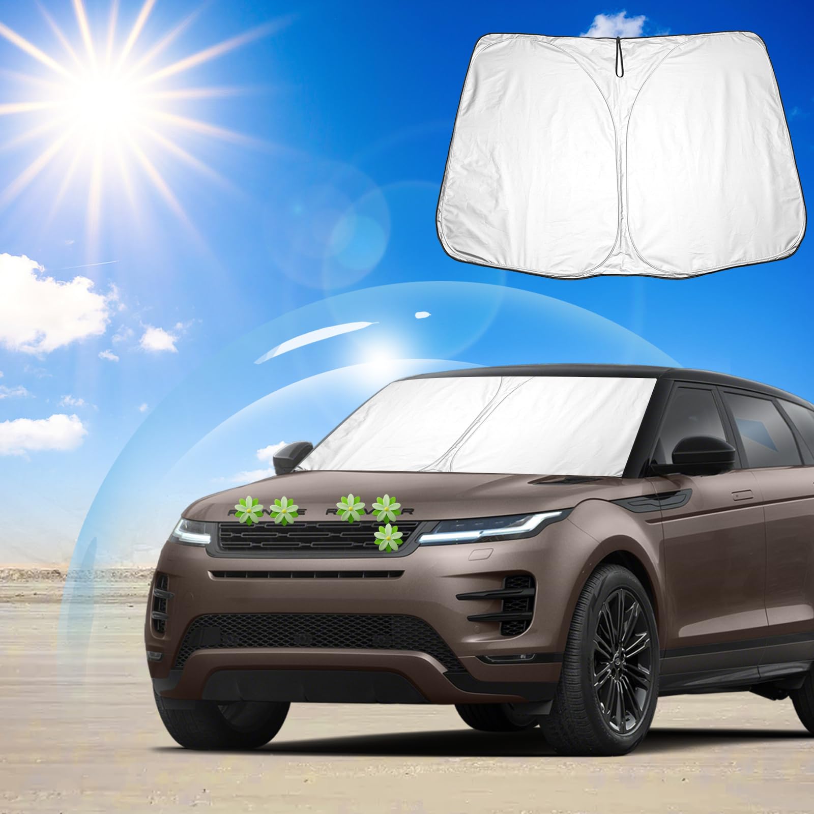 Ruiya für Range Rover Evoque 2020-2024 Auto Sonnenschutz Frontscheibe,Windschutzscheibe Sonnenschirm Auto Frontscheibe blockiert UV Vorderseite Frontscheibe Sonnenschutz Range Rover Evoque Zubehör von RUIYA