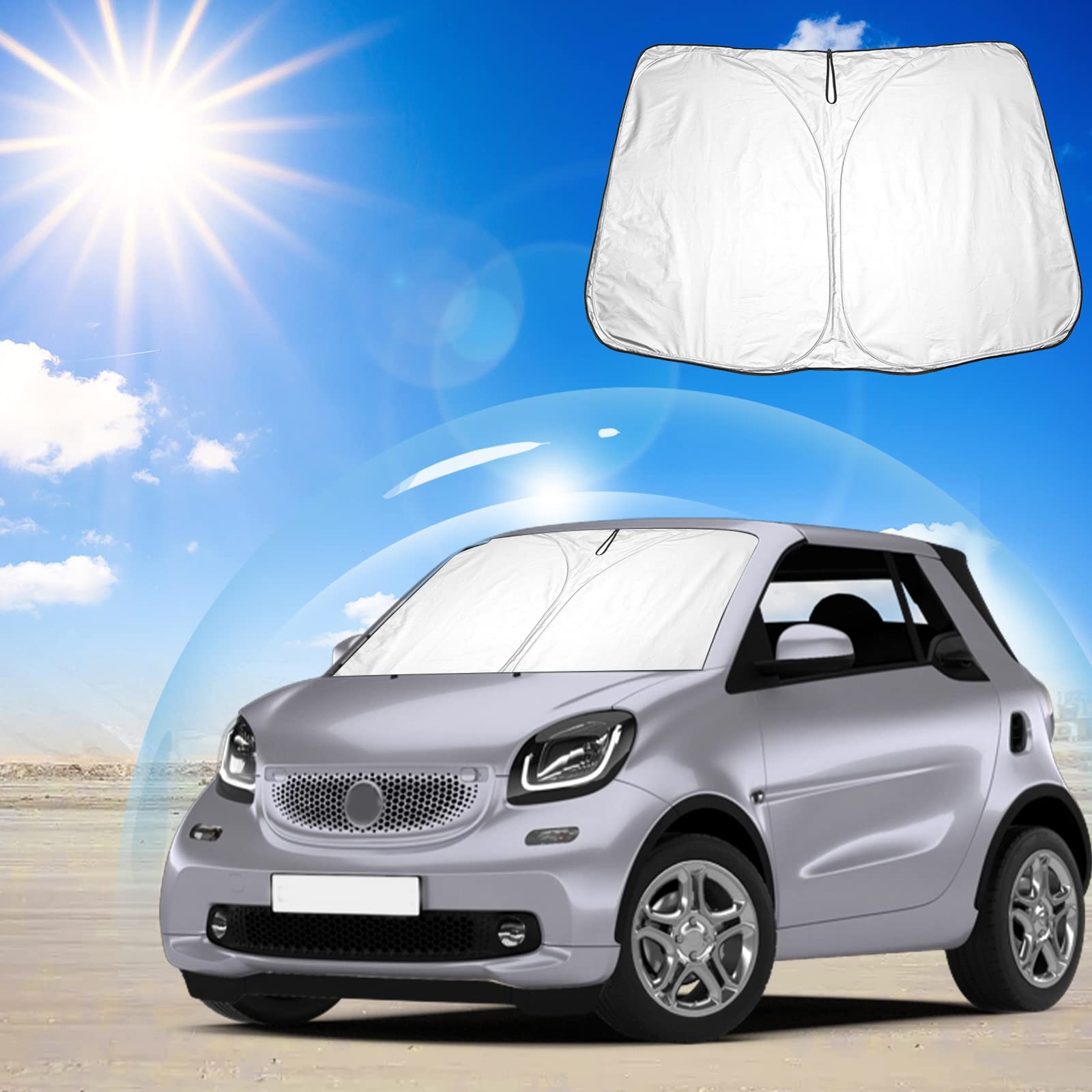 Ruiya für Smart forfour w453 Smart fortwo C453 2014-2019 Auto Sonnenschutz Frontscheibe, Windschutzscheibe Sonnenschutz Vorderseite Frontscheibe Sonnenschutz Sommer Sonnenschutz Auto Frontscheibe von RUIYA