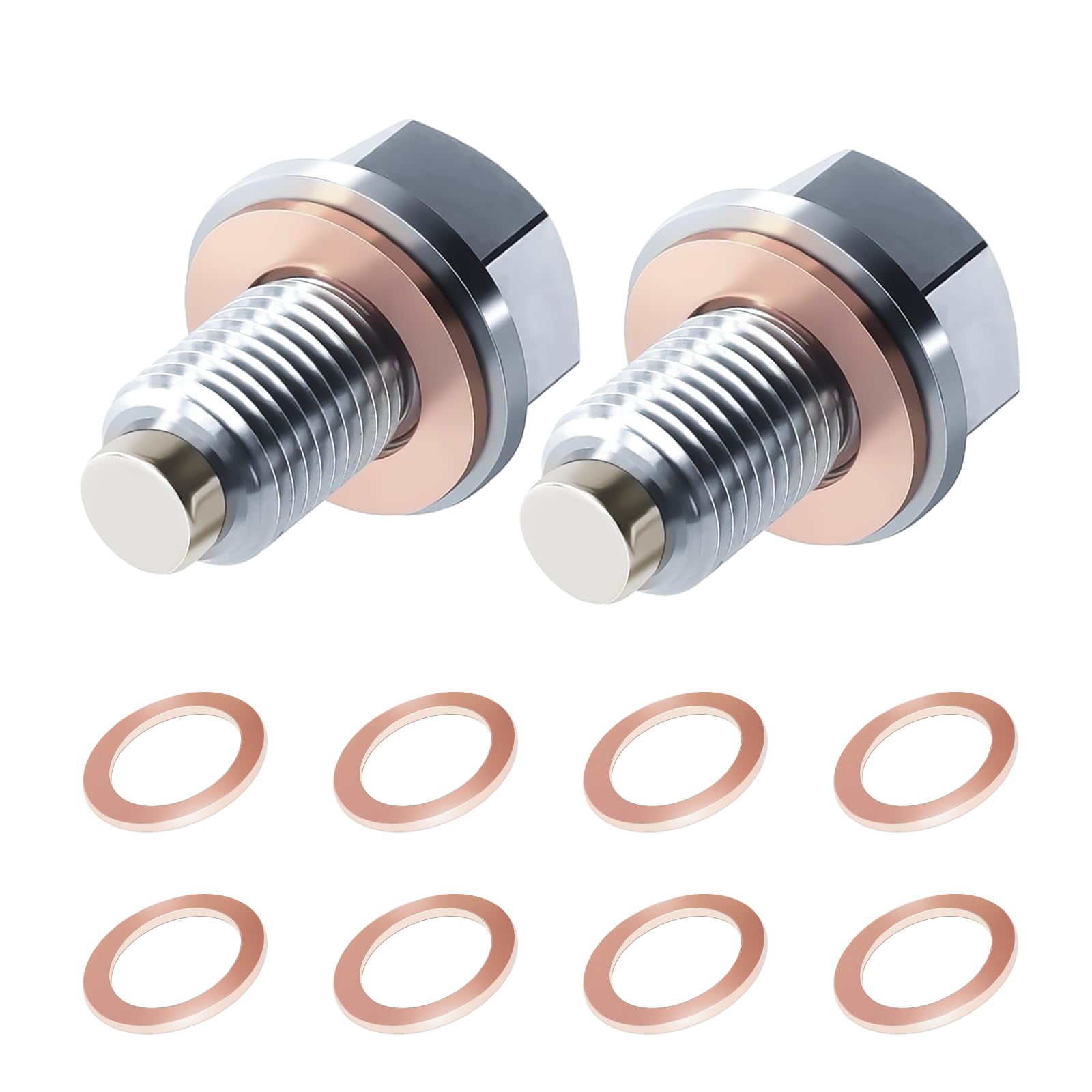 Ölablassschraube M14x1,5, 2 Stück Magnetische Dichtung Ölablassschraube, Magnetische Ölwannenwanne Aus Rücklaufablassschraube Schraubenmutter mit 10 Unterlegscheiben von RUIZHI