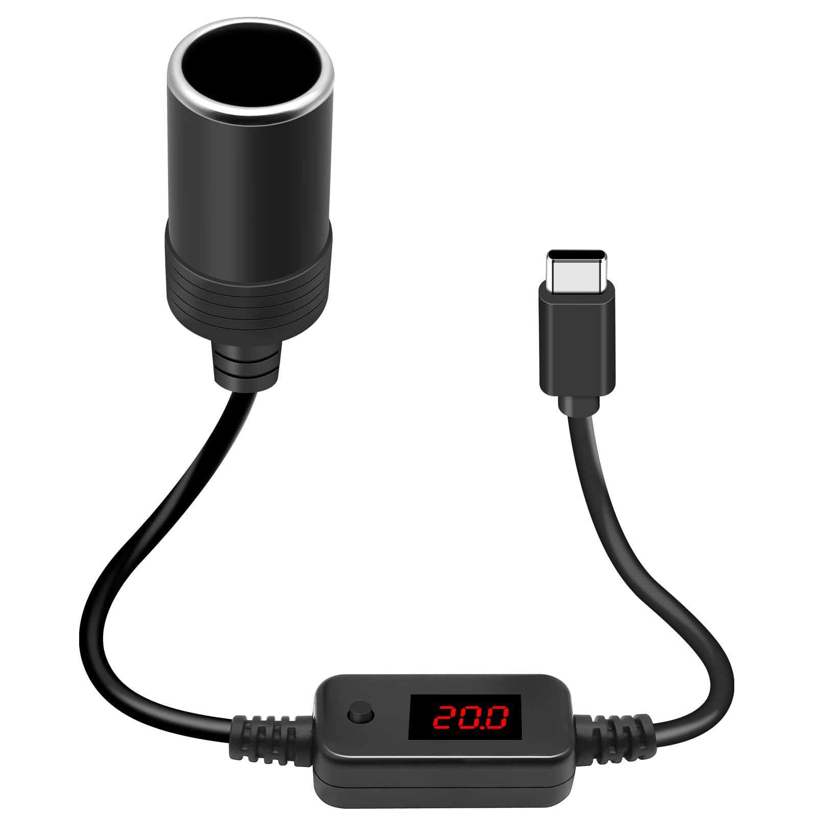 USB C auf Zigarettenanzünder, 60W USB C Stecker auf 12 V Auto Zigarettenanzünder Adapter, USB Zigarettenanzünder für Auto-Recorder, Streaming-Rückspiegel, Geschwindigkeitsradar, Auto-Umgebungslicht von RUIZHI