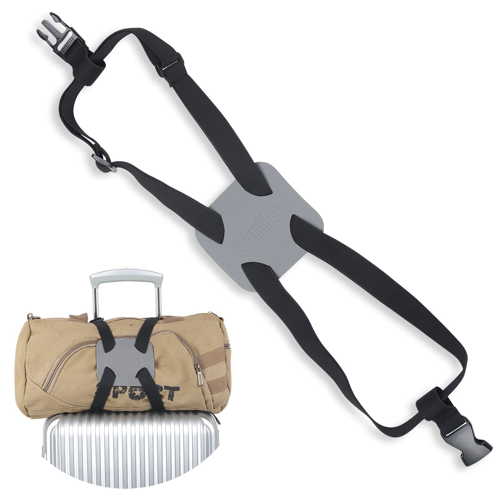 Kofferband Gurt Verstellbare Luggage Strap Reisekoffer Elastisch Gurt Koffergurt Kofferband Gurt Gepäckgurt Luggage Strap für Koffer (Grey) von RUMILLA