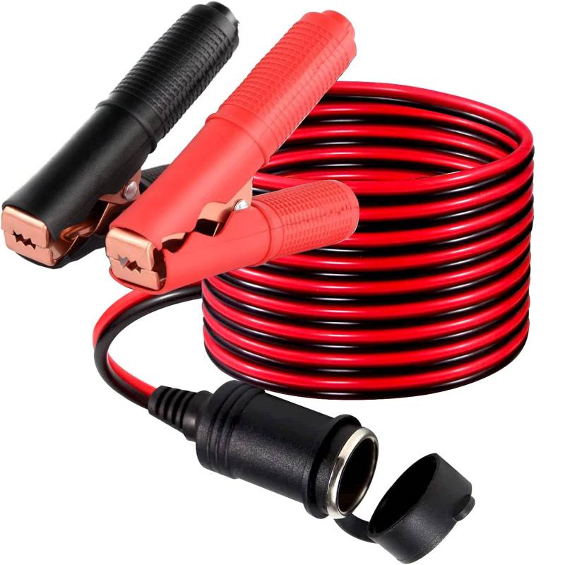 RUNCCI-YUN 1 Stück 12 V 24V Batterieklemme mit Kabel,Zigarettenanzünder Alligator Clip,12V KFZ Zigarettenanschlusskabel Zigarettenanzünderbuchse [16AWG 2.0m ] von RUNCCI-YUN