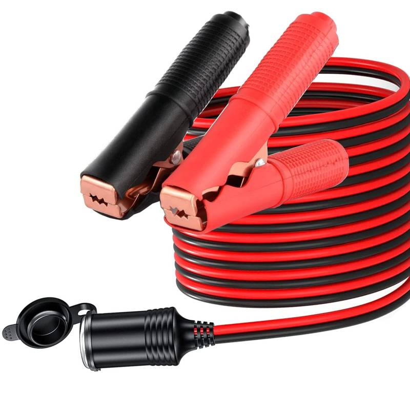 RUNCCI-YUN 1 Stück 12 V 24V Batterieklemme mit Kabel,Zigarettenanzünder Alligator Clip,12V KFZ Zigarettenanschlusskabel Zigarettenanzünderbuchse [16AWG 3.0m ] von RUNCCI-YUN