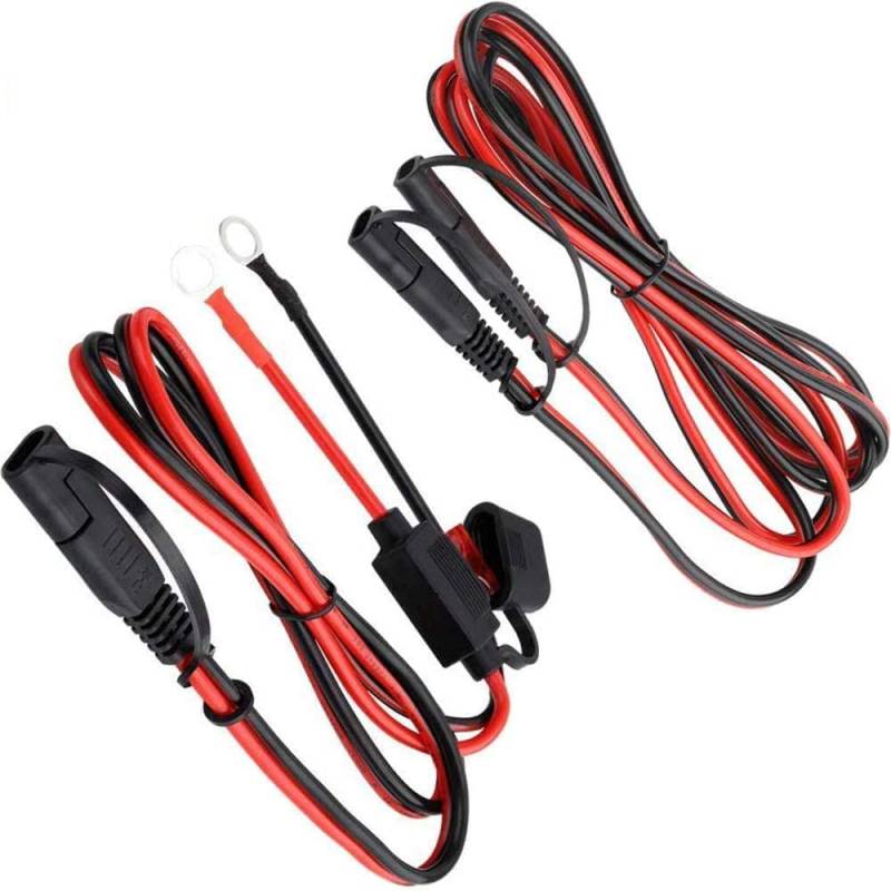 RUNCCI-YUN 100cm langer SAE Ringkabelschuh, SAE Anschluss Kabel, SAE auf SAE 2 Pin Quick Connect/Disconnect Extension Wire Harness, 10 A Sicherung mit Staubkappe für Motorrad, Auto, Traktor von RUNCCI-YUN