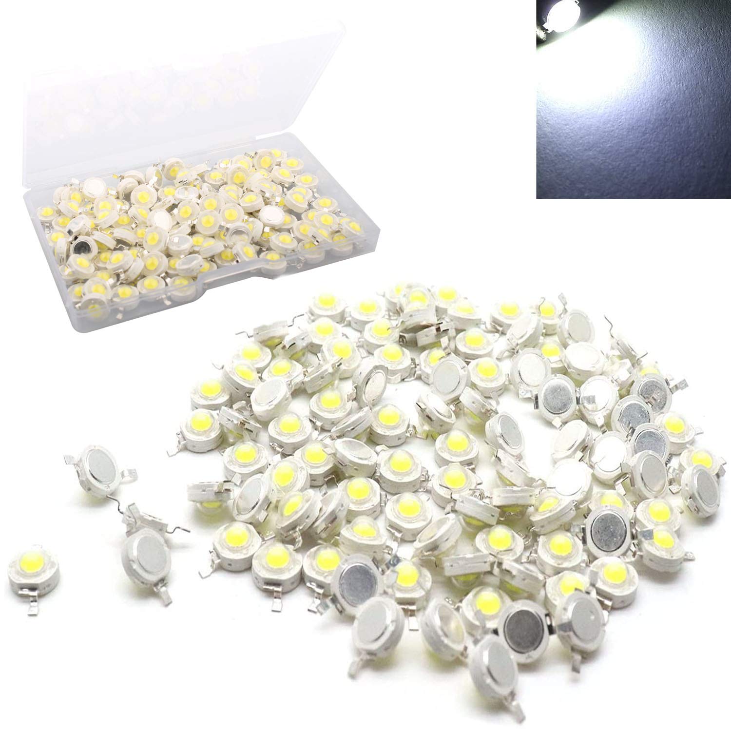 RUNCCI-YUN 100pcs (DC 3V-3.2V) Led Chip Super Helle Intensität SMD Light Emitter Komponenten Diode Lampe Chip DIY Leuchten(White) von RUNCCI-YUN