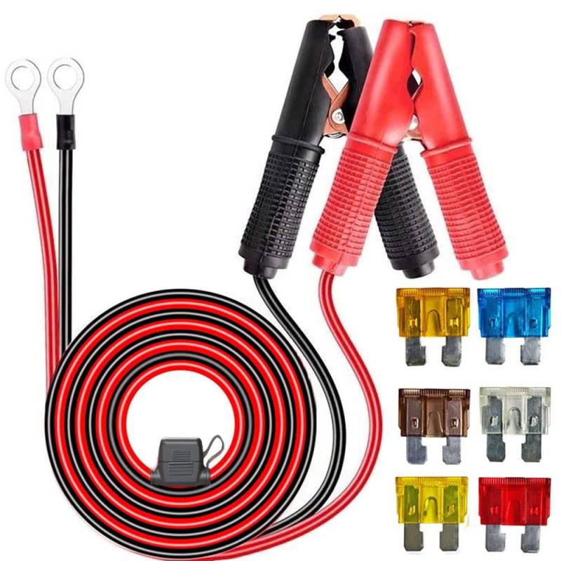 RUNCCI-YUN 12 V 24 V 1,5 m Kabel Krokodilklemme,KFZ Wechselrichter Krokodilklemme O-Ring-Anschluss,Auto Batterieklemme Alligator Clip,für KFZ Wechselrichter, Autobatterie, anderes Gerät von RUNCCI-YUN