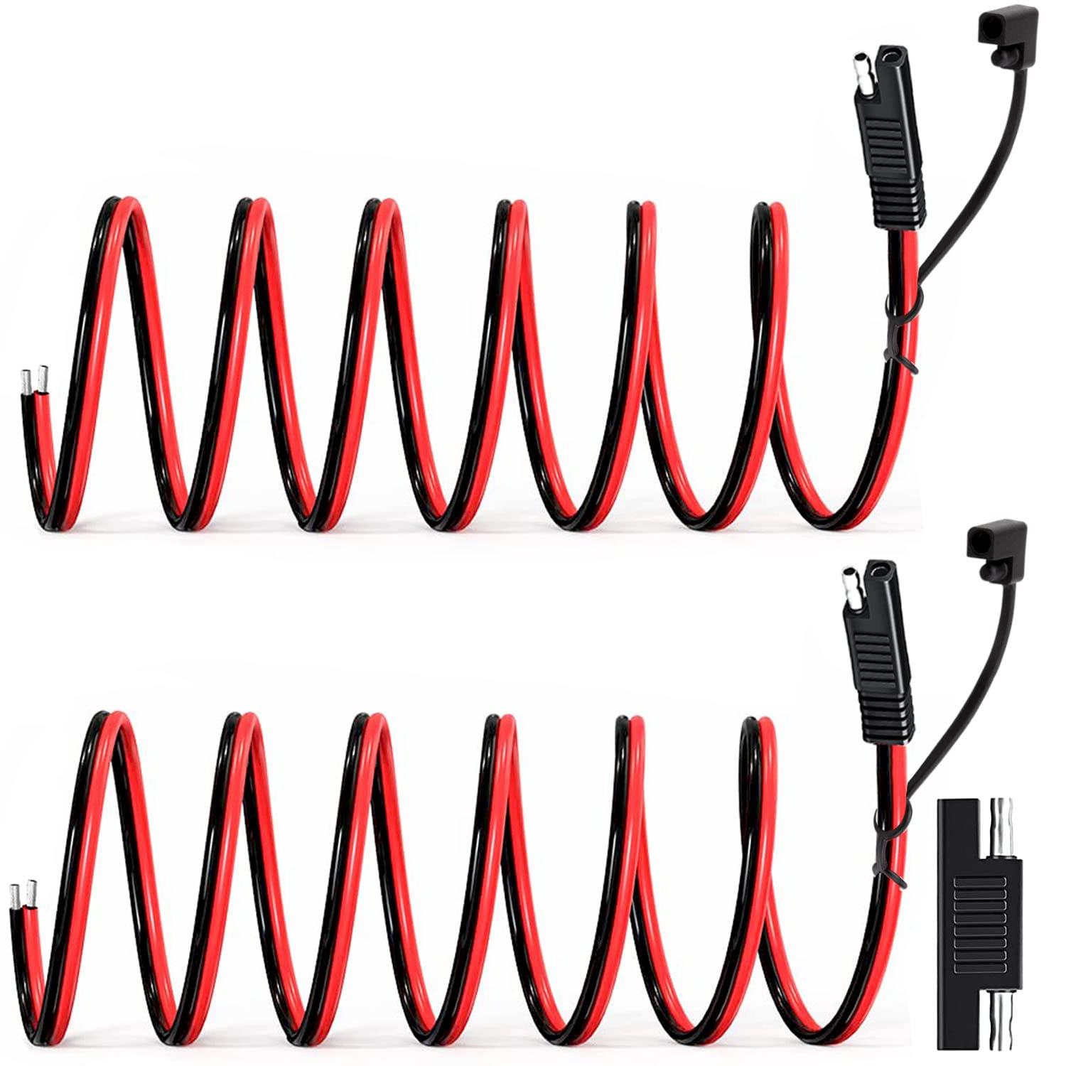 RUNCCI-YUN 12V /24V 2 Stück SAE Anschlusskabel 12AWG, 2 Pin SAE Stecker,SAE Verlängerungskabel,SAE Batterieanschluss SAE Auto Verlängerungskabel für Motorräder, Autos(1.0m/3.28ft） von RUNCCI-YUN