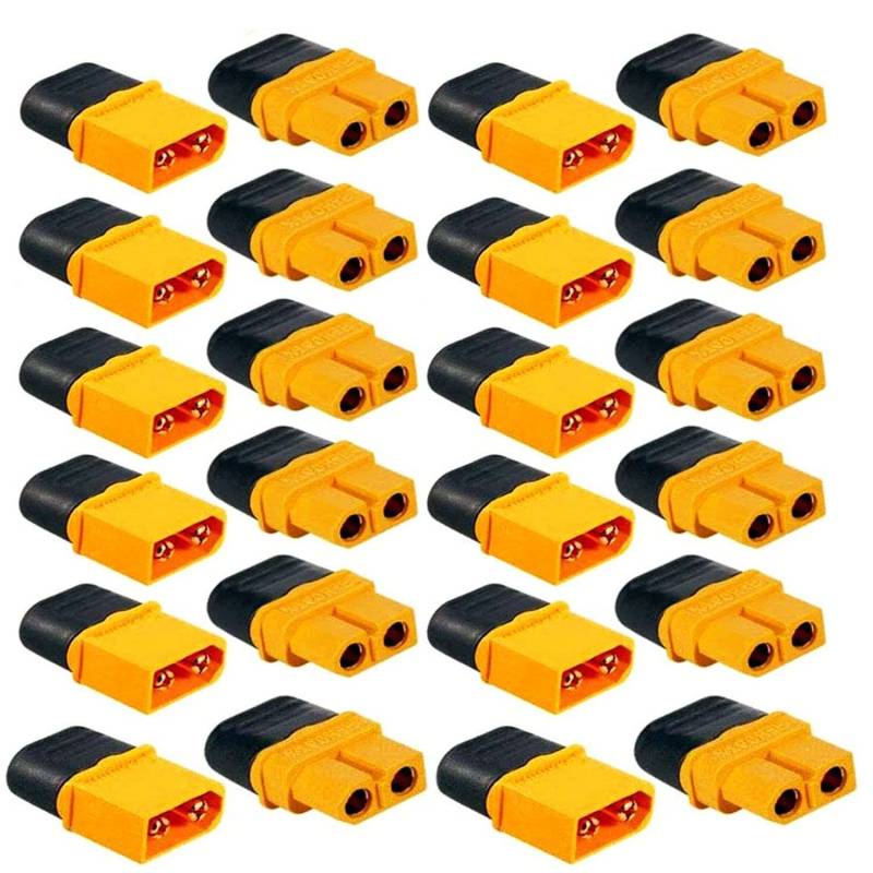 RUNCCI-YUN 24 Stücke 12 Paar XT60 stecker,XT60 Männlich Weiblich Connector,XT60H Battery Plugs for RC Lipo Battery Helicopter Quadcopter(12 Stück XT60H Stecker + 12Stück XT60H Buchse) von RUNCCI-YUN