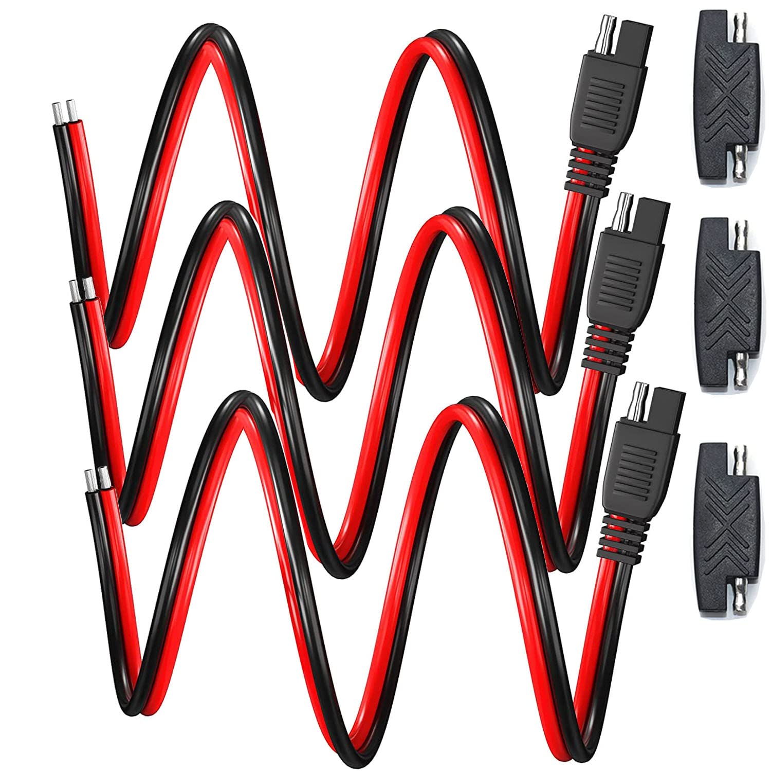 RUNCCI-YUN 3 Stück 12V-24V SAE-Kabel,SAE Verlängerungskabel, SAE Power Automotive Verlängerungskabel,SAE Quick Connect Anschluss Kabel +Solarpanel SAE-Stecker（16AWG） von RUNCCI-YUN