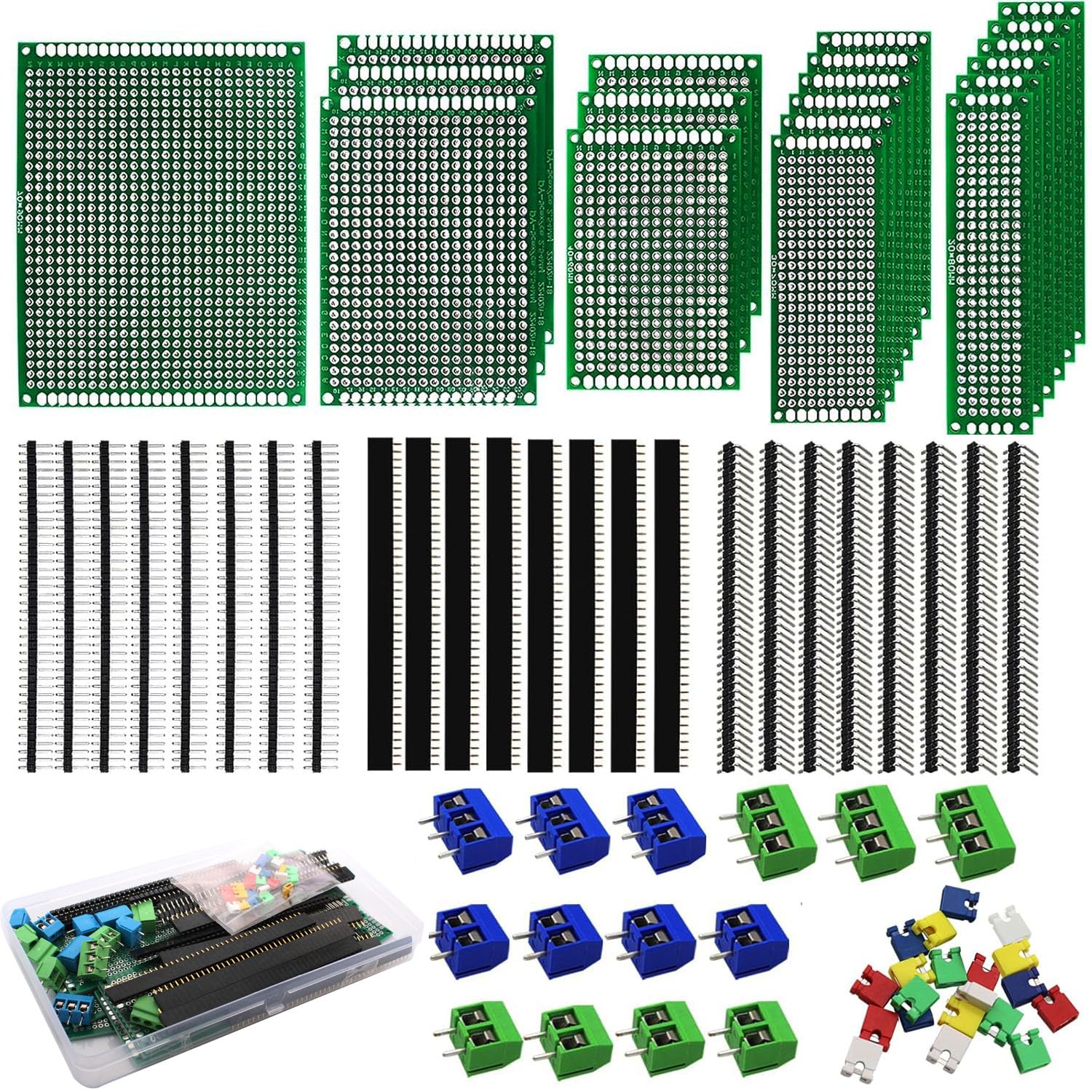 RUNCCI-YUN 82 Stück PCB Board Kits Lochrasterplatte Kit Doppelseitig PCB Board leiterplatte, Prototyp doppelseitige Leiterplatten für das DIY Löten, kompatibel mit dem Arduino Kit von RUNCCI-YUN