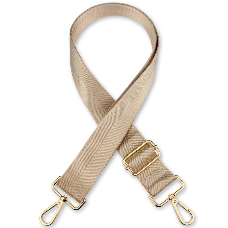 Schultertaschengurt für Damen, Ersatztaschengurt mit Drehhaken, Nylon-Handtaschengurt, Beige-Gold, 72-126cm von RUNMIND