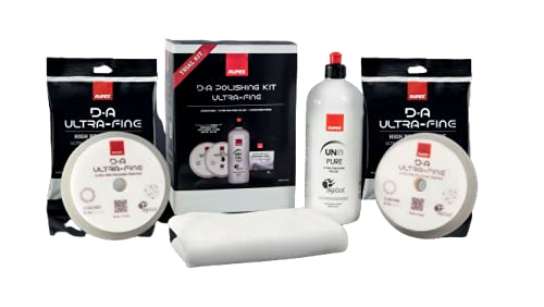 RUPES D-A Polishing Kit Ultra-Fine: 1 Liter UNO PURE Schleifpaste, 2 Schaumstoff Polierpad, 1 Mikrofasertuch + Geschenk von RUPES