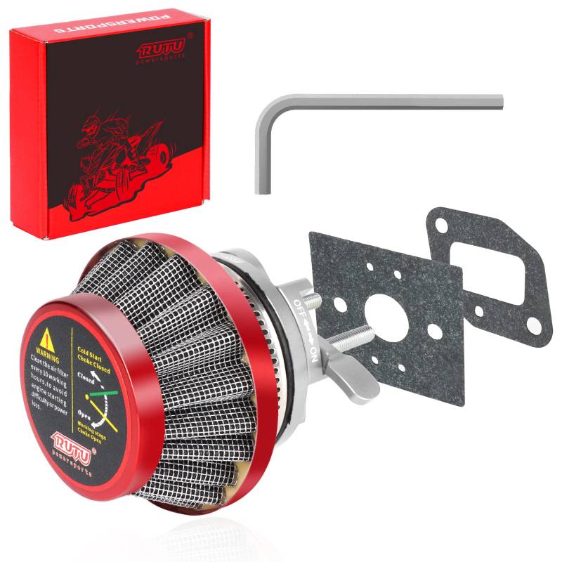 RUTU 44mm CNC Upgrade Kit Luftfilteradapter Ersatz für 2 Strich 33cc 43cc 47cc 49cc Gas -Scooter, chinesisches ATV Dirt Bike Quad Pocket Bike Motor Bladez Moby Xkit mit Drosselhebel Rot und Silber von RUTU