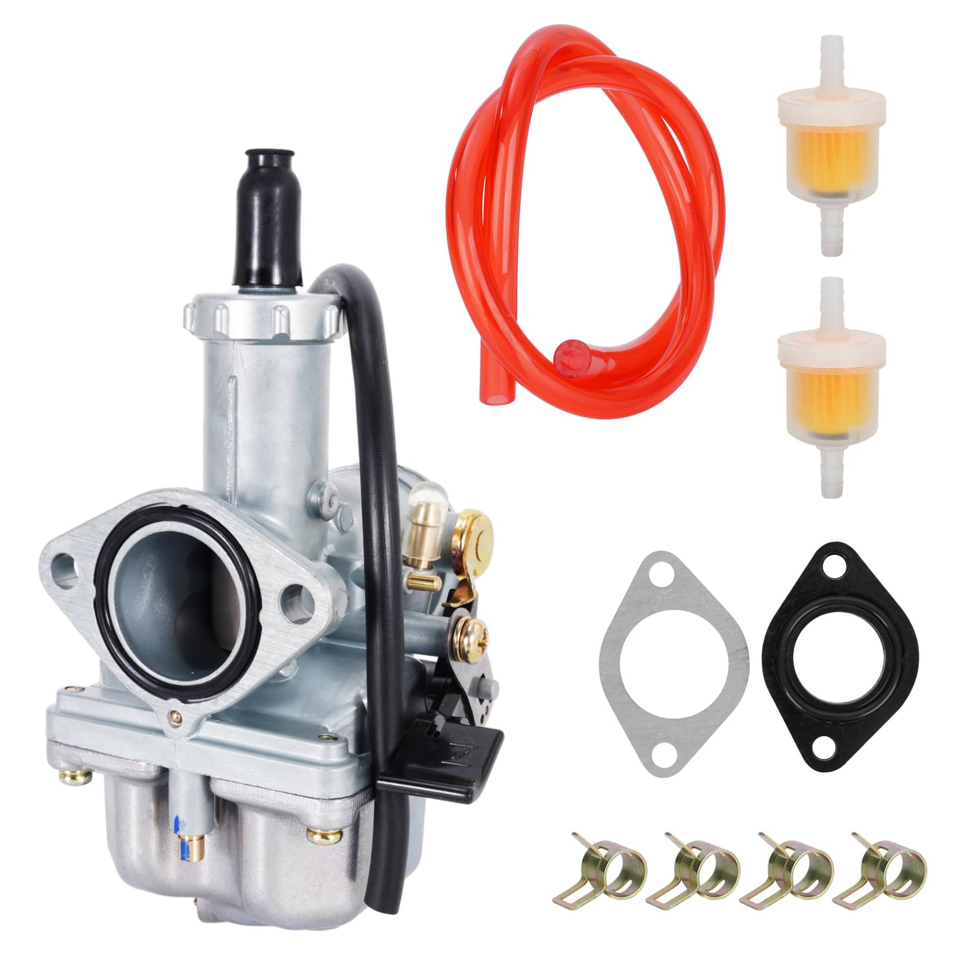 RUTU PZ26 Vergaser, 26mm Vergaser Kit Kompatibel mit XR100 XR100R CRF100F TRX250 GY6 125cc 50cc ATV Go-Kart Dirt Bike, Hand Choke Vergaser mit Kraftstofffilter Rote Kraftstoffleitung von RUTU