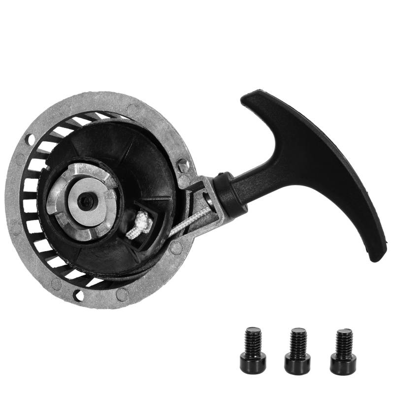 Seilzugstarter Recoil Starter für 40/44-6 2-Takt 47cc 49cc Mini Pocket Bike Dirt Pit Bike ATV 4 Wheeler Motorcycle, Flatter Type Raised Tooth Cog Mini Aluminum Alloy Pull Starter mit Schrauben Silber von RUTU