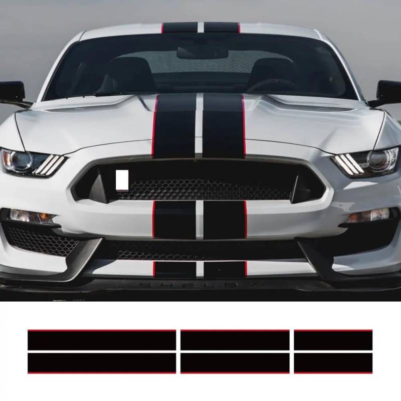 3-teilige Autoaufkleber, für Ford Mustang GT500 GT350 GT Grafikstreifen-Kit Vinyl-Tuning-Abdeckung Autohaube Bonent Dach Heckdekor Aufkleber von RUXIANGFLY