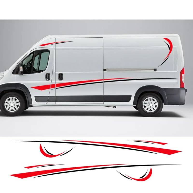 6 Teile/los Autoaufkleber Grafiken Sport Vinyl Streifen Camper Van Aufkleber, Für Peugeot Boxer, Für Citroen Jumper, Für FIAT Ducato Zubehör von RUXIANGFLY