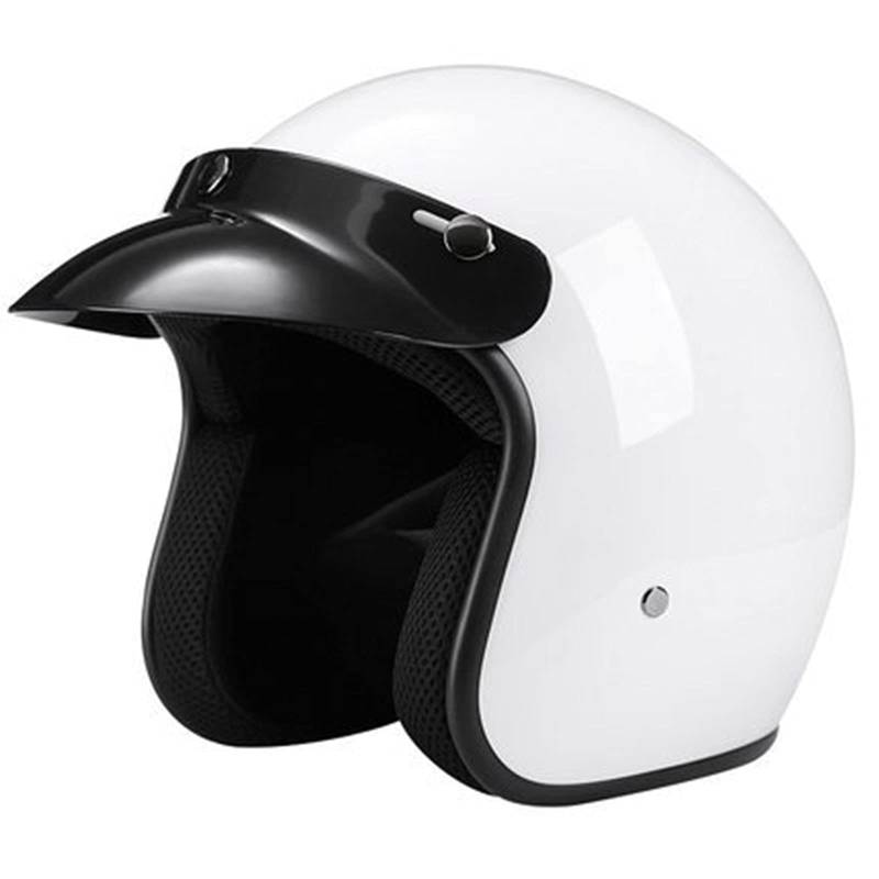 Erwachsene Unisex Motorradhelm 3/4 Open Face Motorradhelm Reithelm DOT/ECE Zertifiziert Damen Herren Vintage Light Scooter Moped ATV Street Crash Helme,Bright White,L von RUYICZB