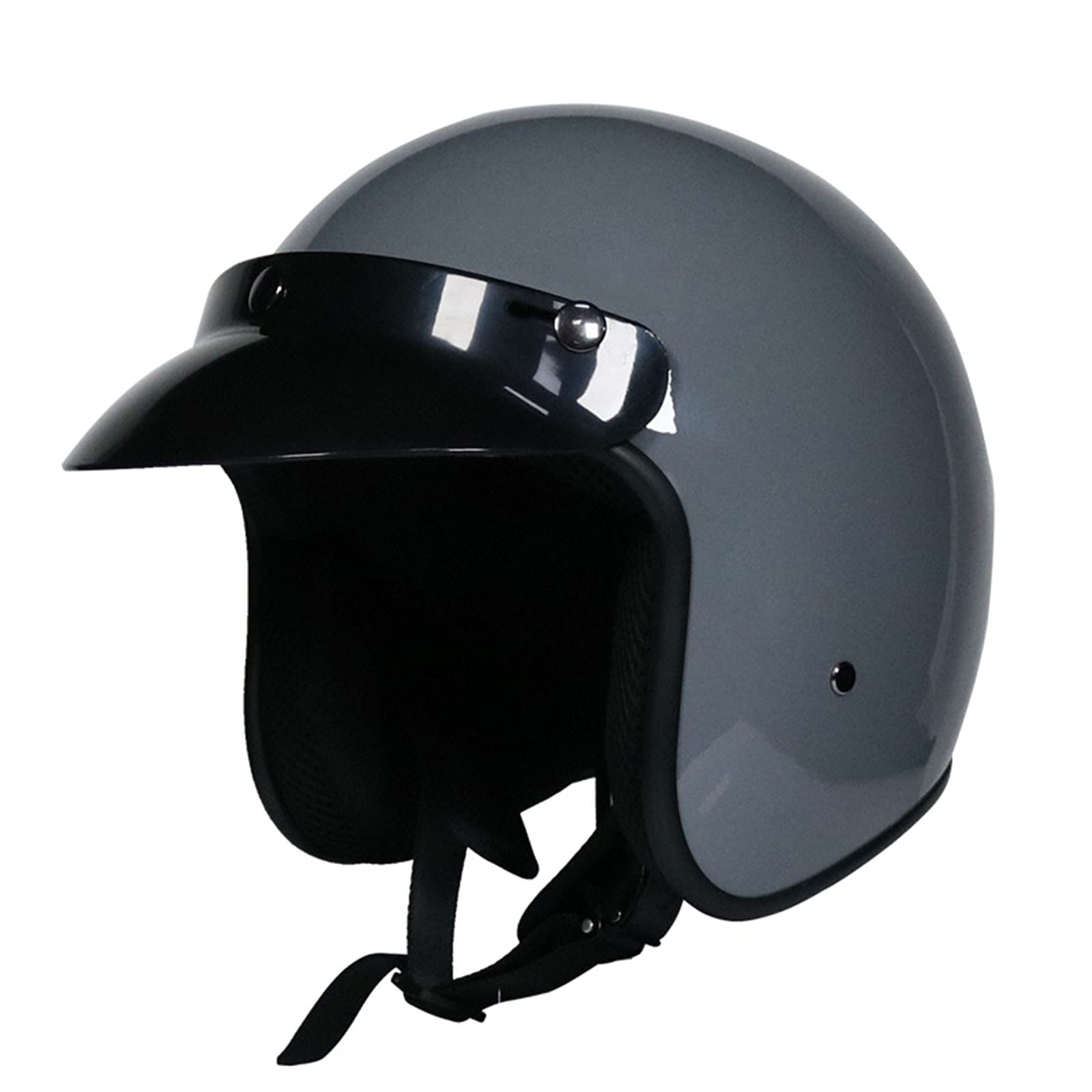 Erwachsene Unisex Motorradhelm 3/4 Open Face Motorradhelm Reithelm DOT/ECE Zertifiziert Damen Herren Vintage Light Scooter Moped ATV Street Crash Helme,Grau,L von RUYICZB