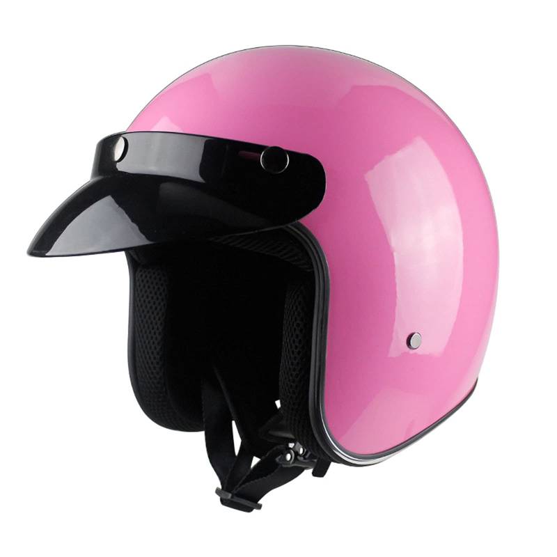 Erwachsene Unisex Motorradhelm 3/4 Open Face Motorradhelm Reithelm DOT/ECE Zertifiziert Damen Herren Vintage Light Scooter Moped ATV Street Crash Helme,Rosa,S von RUYICZB