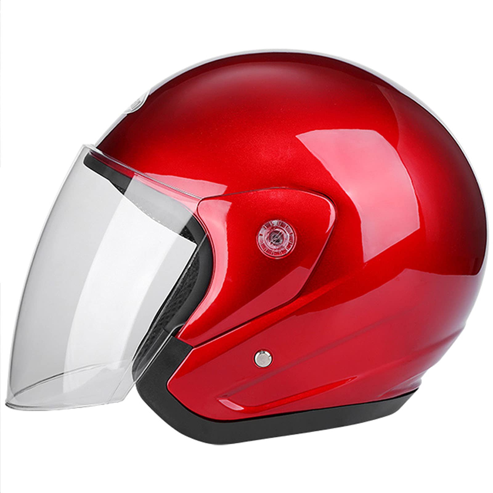 Motorrad Halbhelm Vintage Roller Helm Damen Herren Retro Open Face Motorradhelme DOT/ECE Zertifiziert Leicht Atmungsaktiv Straßensonnenschutz Moped Crash Helm (55-60cm),Rot von RUYICZB