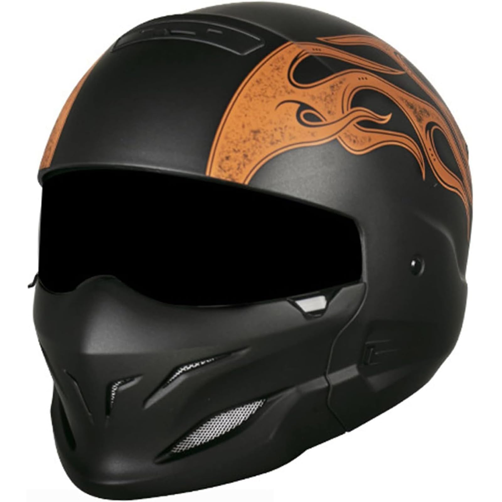 RUYICZB Retro-Persönlichkeits-Motorradhelm, DOT-Zertifizierter Integral-Motorradhelm Für Männer Und Frauen, Sommer-Retro-Street-Fighter-Kombinationshelm,E,XL von RUYICZB