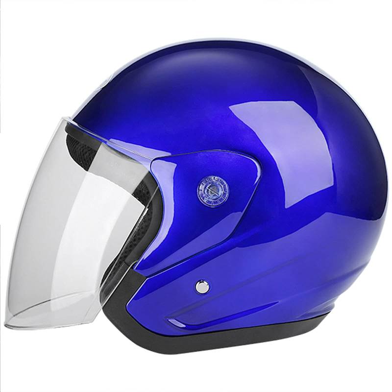 Sommer Motorrad Jethelm 3/4 Motorrad Retro Jet Style Halbhelm Für Erwachsene Männer Frauen Moped Roller Sturzhelme Mit Visier Helm DOT/ECE Zugelassen (55-60Cm),Blau von RUYICZB