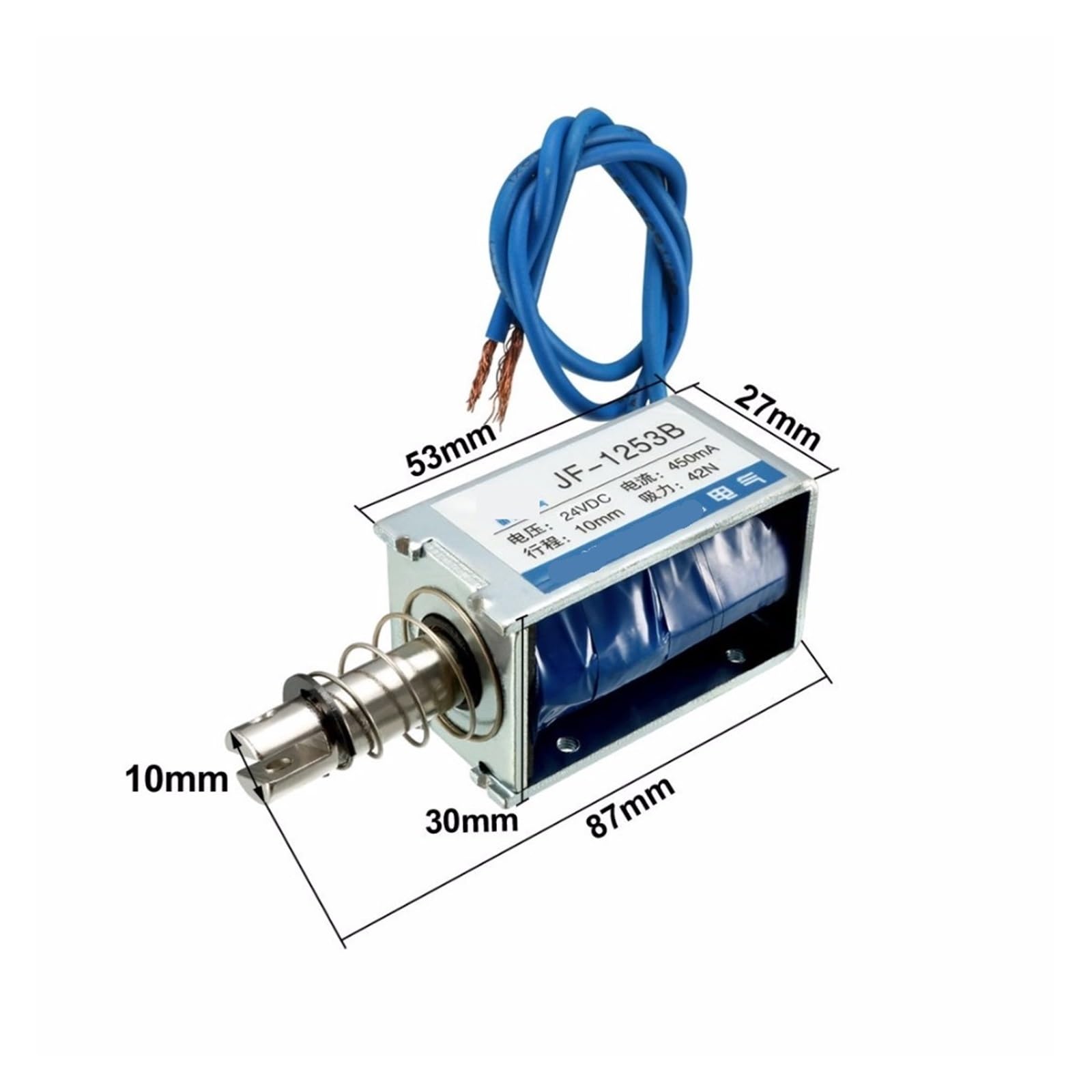 JF-1253B DC 24V 450mA 9.6W 42N 10mm Pull Push Type Linear Motion Solenoid Electromagnet Motor Speed Controllers von RVBLRDSE