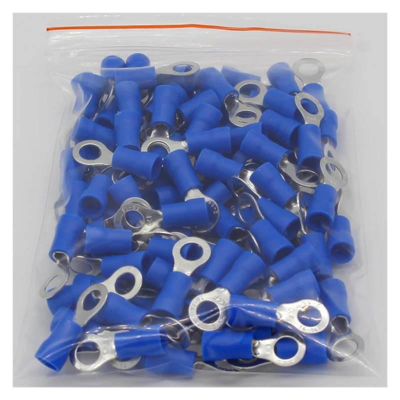 RV2-5 Blue Ring Insulated Wire Connector Electrical Crimp Terminal Cable Connector Wire Connector 100PCS/Pack RV2.5-5 RV von RVBLRDSE