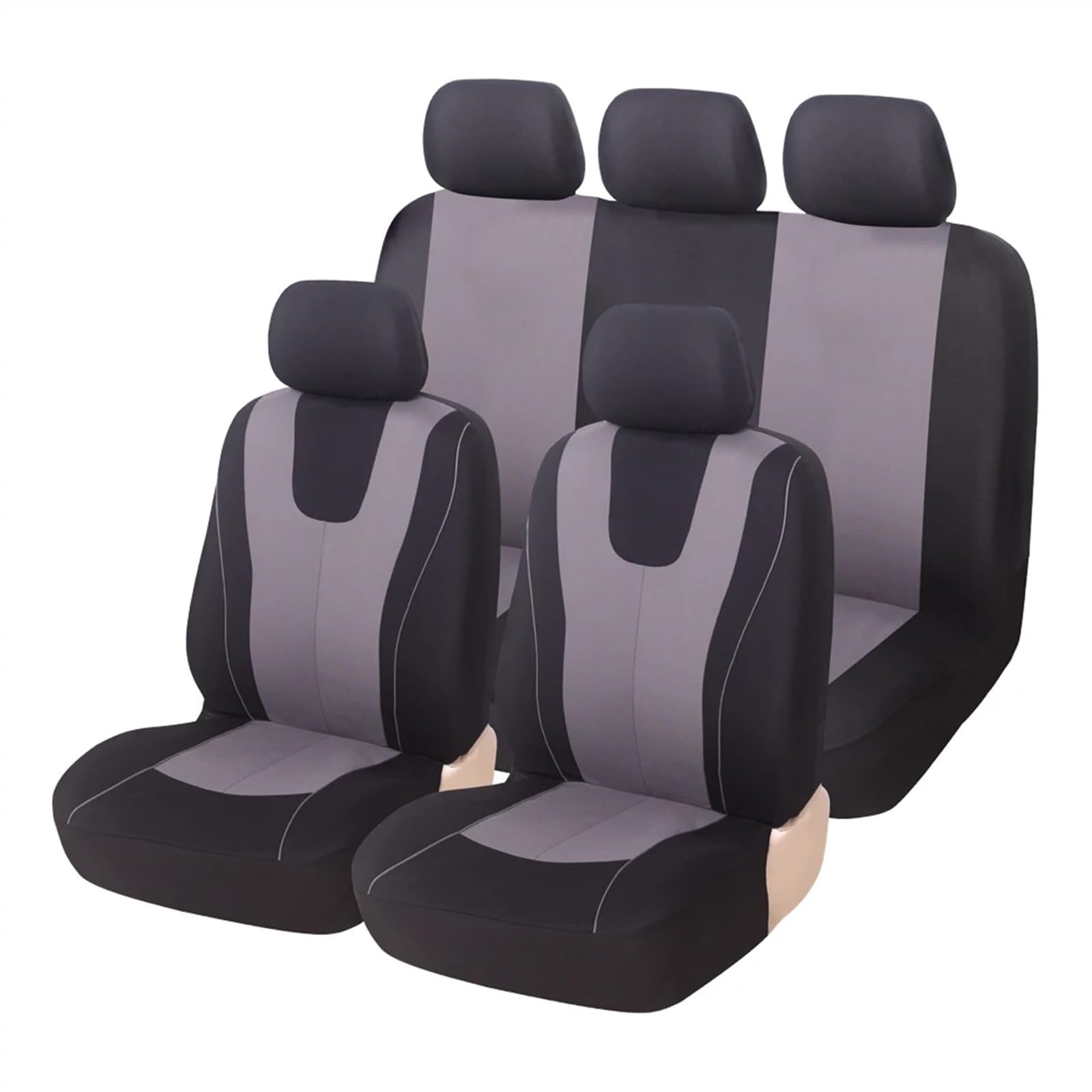 Auto Sitzbezug Autositzbezüge, universelles Autositzbezug-Set aus Polyester, passend für die meisten Autos, SUVs und Vans, einfarbiger zweifarbiger Autositzschutz Auto Sitzauflagen(Gray front 2pc) von RVIFY