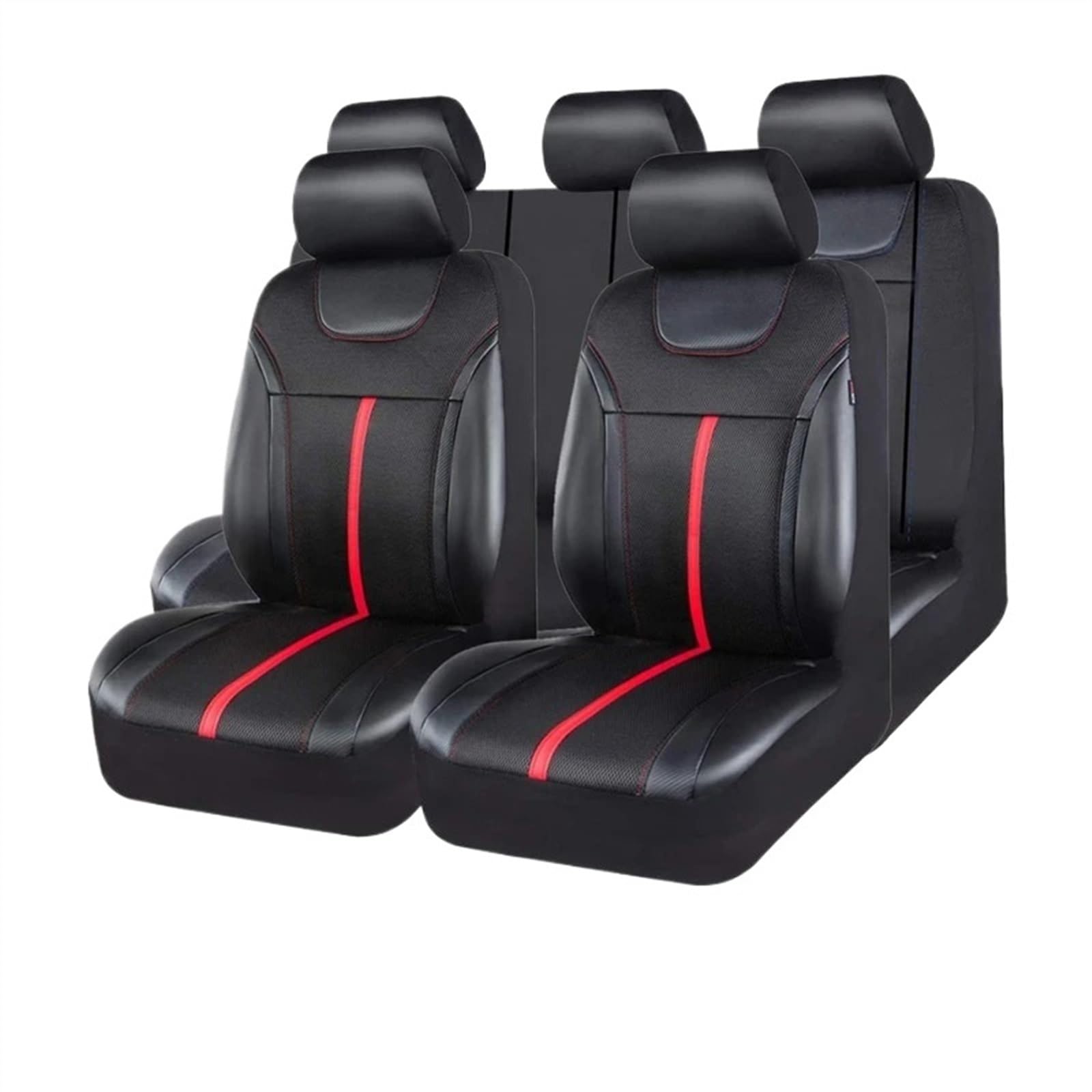 Auto Sitzbezug Universal-Autositzbezug-Set aus PU-Leder und Netzstoff, Autozubehör, Unisex, passend für die meisten Sitzkissen für Autos, SUVs, Vans und Lastwagen Auto Sitzauflagen(5 seat Red) von RVIFY