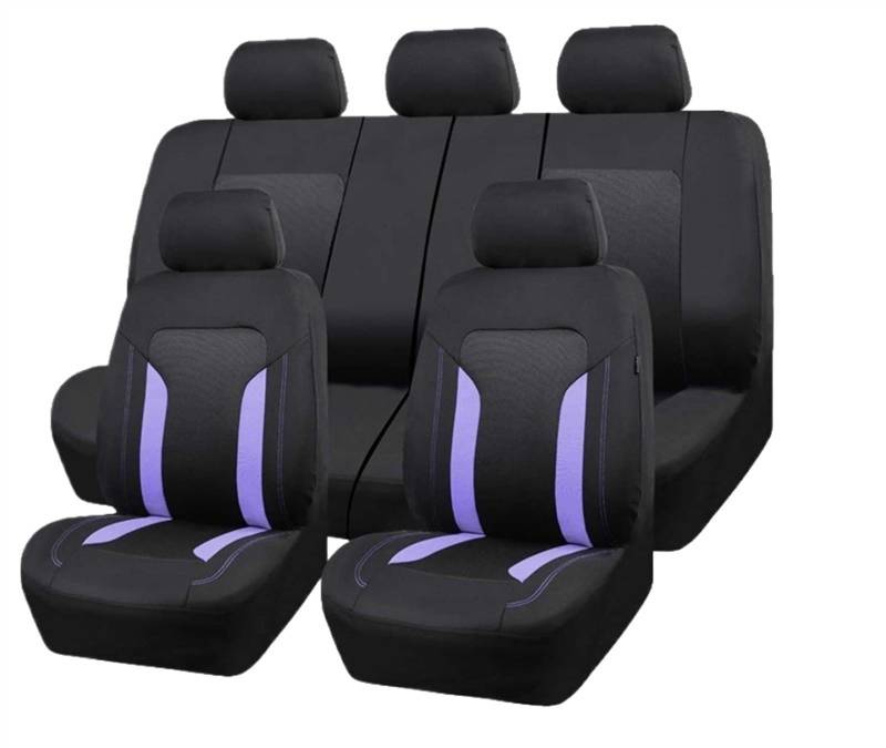 Auto Sitzbezug Universelles Netz-Autositzbezug-Set, Zubehör, Innenraum, Unisex, passend für die meisten Autos, SUVs, Schienentransporter, mit Reißverschluss, Airbag-kompatibel Auto Sitzauflagen(Purple von RVIFY