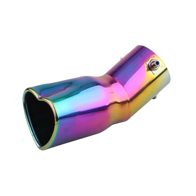 Endrohre Herzform Stil Autozubehör 2,5 Zoll Edelstahl Silber Bunte Auspuffspitzen Schalldämpfer Endrohr dschalldämpfer(Colorful Bent) von RVIFY