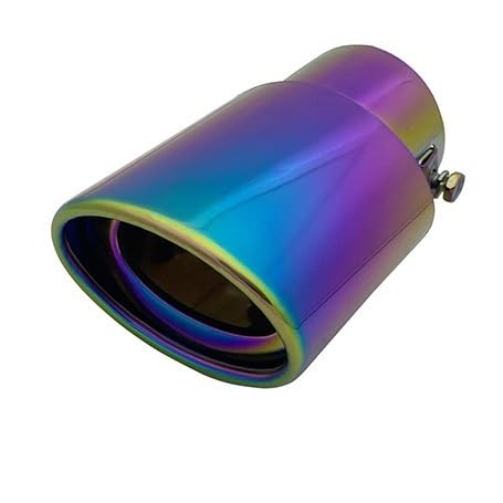 Endrohre Universal Auto Auspuffblende rund Edelstahl Auto modifiziert Heck Chrom rund Auspuff Endschalldämpfer dschalldämpfer(A153 Full Colorful) von RVIFY