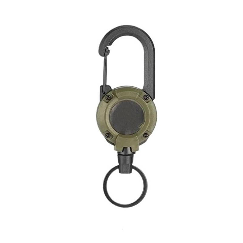 Krangehänge 1 stücke Heavy Duty Versenkbare Pull Abzeichen Karabiner Schlüssel Kette Stahl Draht Seil Schnalle Schlüssel Halter Outdoor Motorhebekette(ArmyGreen) von RVIFY