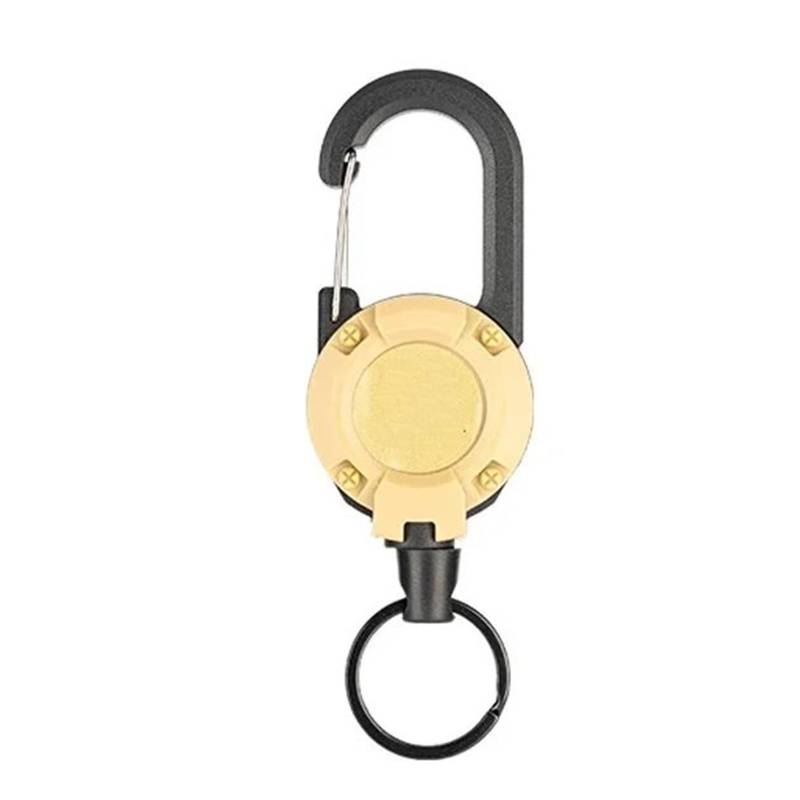 Krangehänge 1 stücke Heavy Duty Versenkbare Pull Abzeichen Karabiner Schlüssel Kette Stahl Draht Seil Schnalle Schlüssel Halter Outdoor Motorhebekette(Khaki) von RVIFY