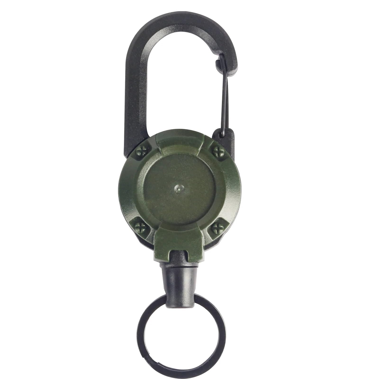 Krangehänge Versenkbare Heavy Duty Pull Reel Karabiner Schlüssel Ketten Starke Stahl Draht Seil Schnalle Outdoor Motorhebekette(Army Green) von RVIFY