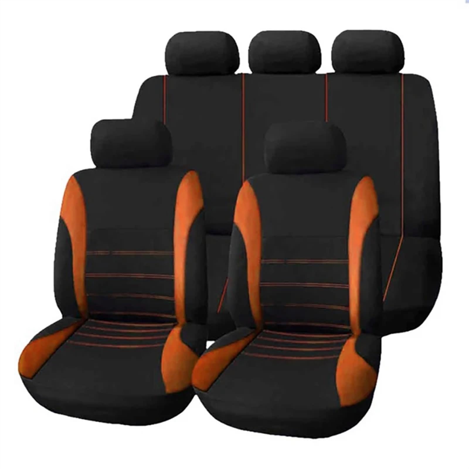 RVIFY Auto Sitzbezug 2/4/9 Pcs Universal Auto Sitzbezüge Set Auto Styling Innen Zubehör Auto Sitzauflagen(Full Set -Orange) von RVIFY