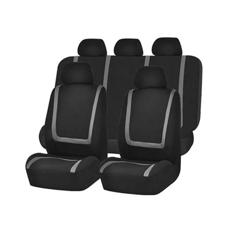 RVIFY Auto Sitzbezug 9-teiliges Universal-Komplettset für Autositzbezüge, einfarbiger Stoff, zweifarbiger Sitzschutz, Polyesterbezüge, Autositze für Auto, SUV Auto Sitzauflagen(CA340-9-GY) von RVIFY