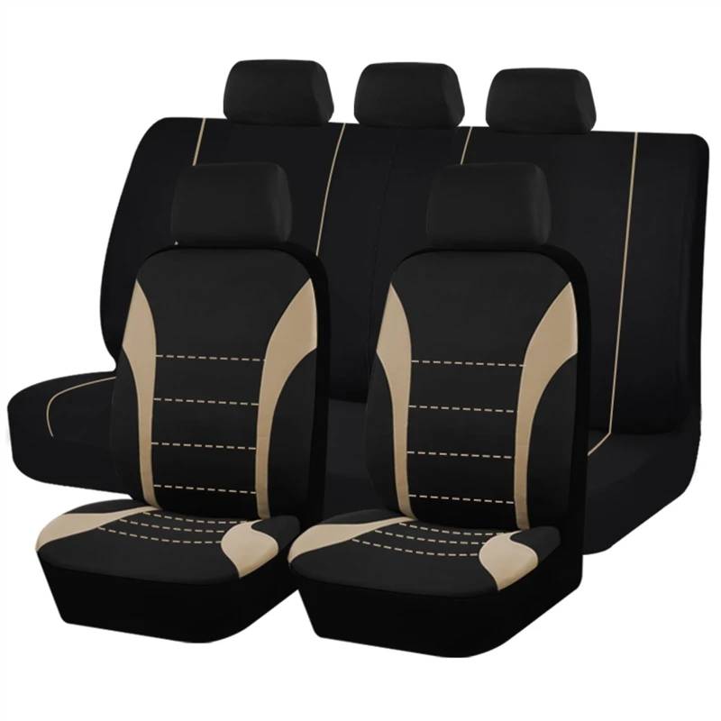 RVIFY Auto Sitzbezug Autositzbezüge in Universalgröße, passend für die meisten Autos, SUVs, LKWs und Lieferwagen, Autozubehör, Innensitzbezüge, komplettes Set Auto Sitzauflagen(Beige 5 Seat) von RVIFY