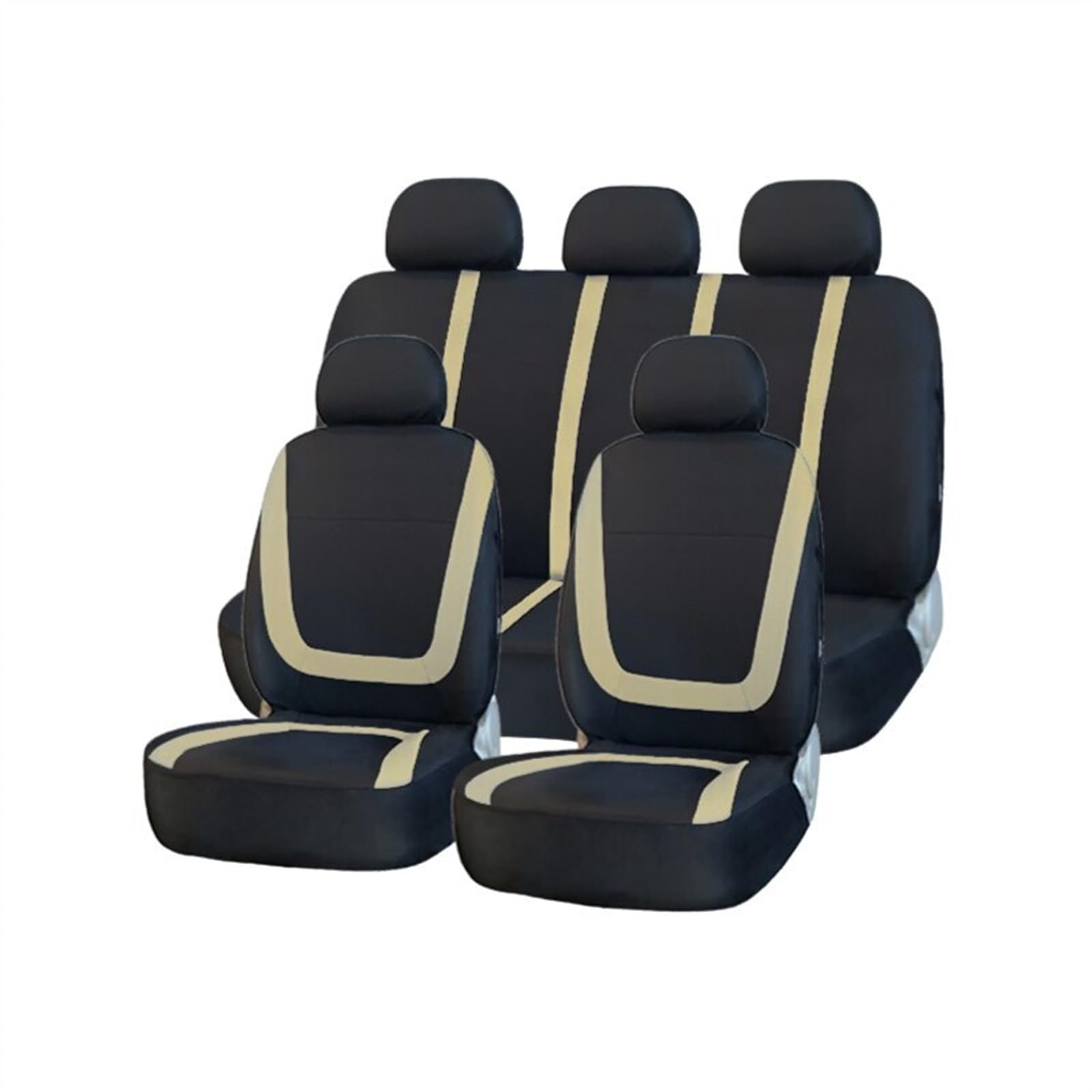 RVIFY Auto Sitzbezug Autositzbezug, komplettes Set, Stoff, universell, Polyester, atmungsaktiv, waschbar, geeignet für Auto, LKW, Van, SUV, Autozubehör Auto Sitzauflagen(Beige) von RVIFY