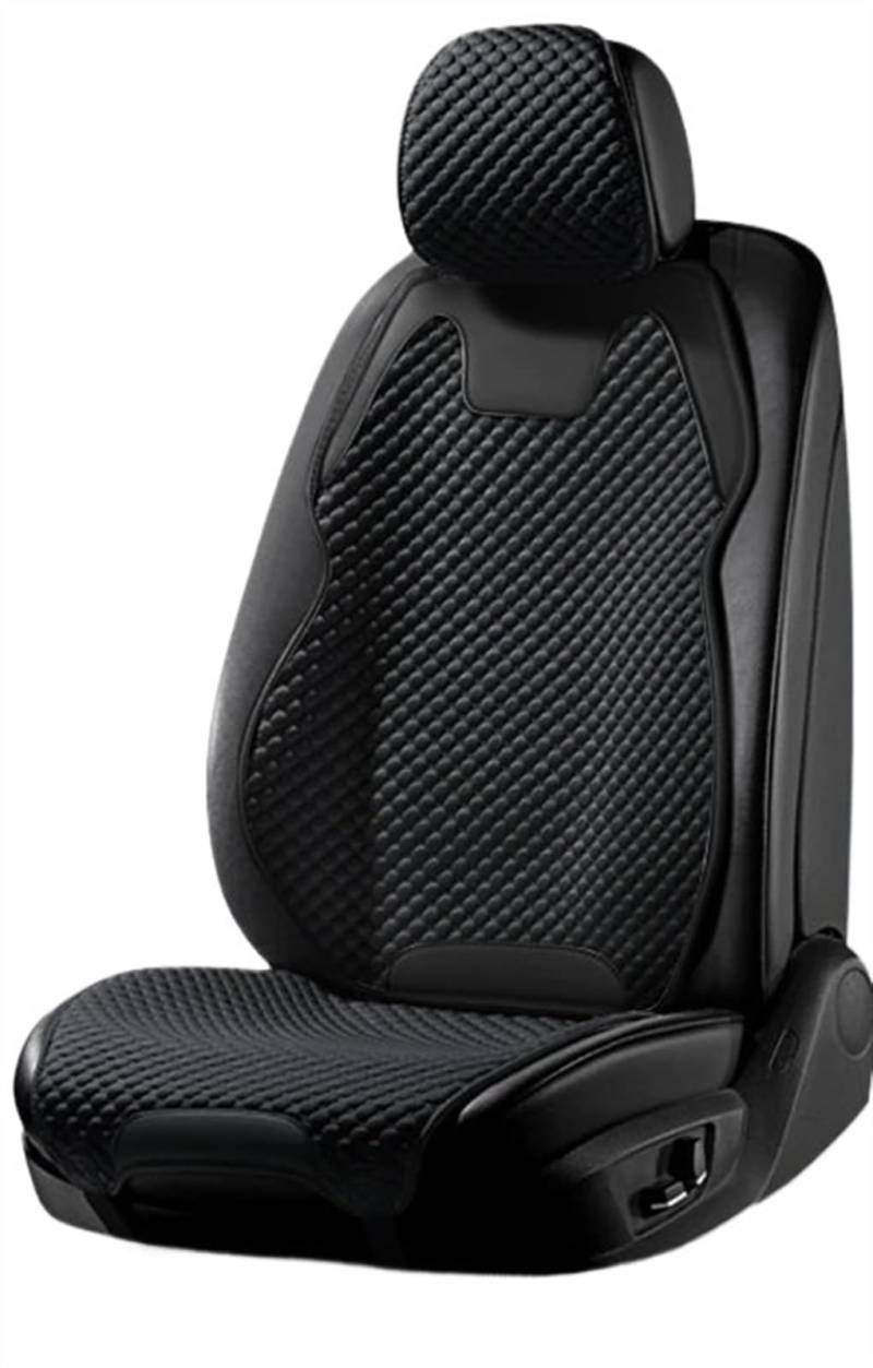 RVIFY Auto Sitzbezug Autositzbezug aus Eisseide, ultradünn, kühlend, atmungsaktiv, rutschfeste Matte, belüftet, geteilter Autostuhl-Schutzbezug Auto Sitzauflagen(1 seat Black) von RVIFY