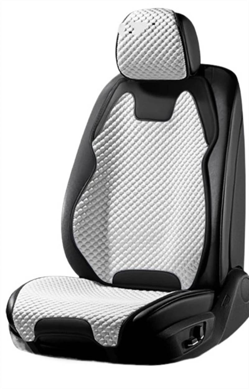 RVIFY Auto Sitzbezug Autositzbezug aus Eisseide, ultradünn, kühlend, atmungsaktiv, rutschfeste Matte, belüftet, geteilter Autostuhl-Schutzbezug Auto Sitzauflagen(1 seat white2) von RVIFY