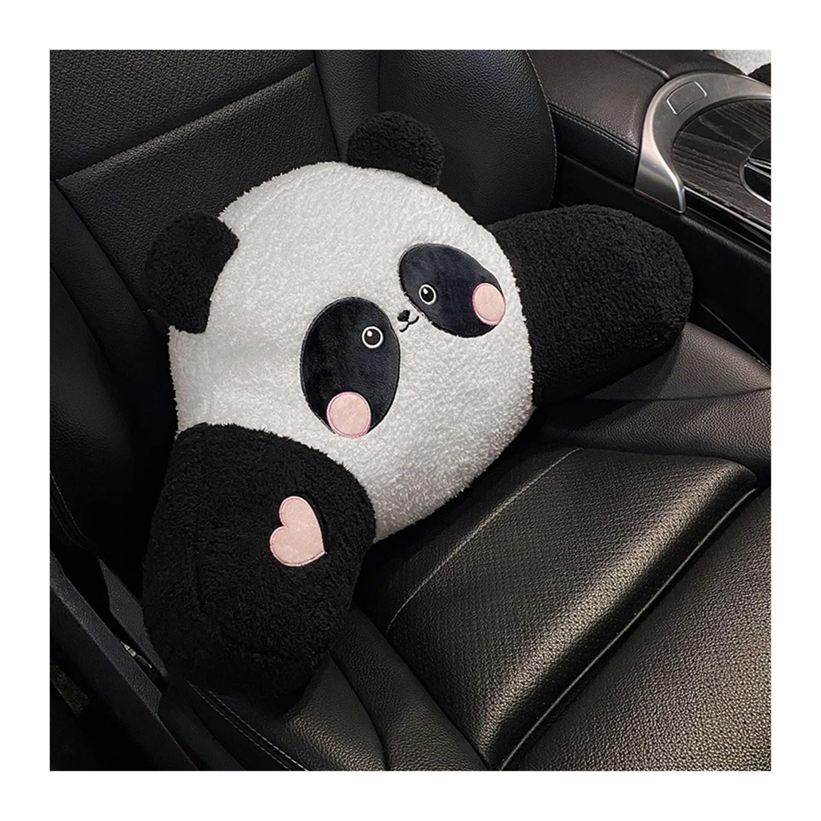 RVIFY Auto Sitzbezug Cartoon-Panda-Autositzkissen, atmungsaktive Eisseide, Autositzbezug, Schutzpolster, Matte, staubdicht, Innenausstattung Auto Sitzauflagen(1 x Lumbar Support) von RVIFY