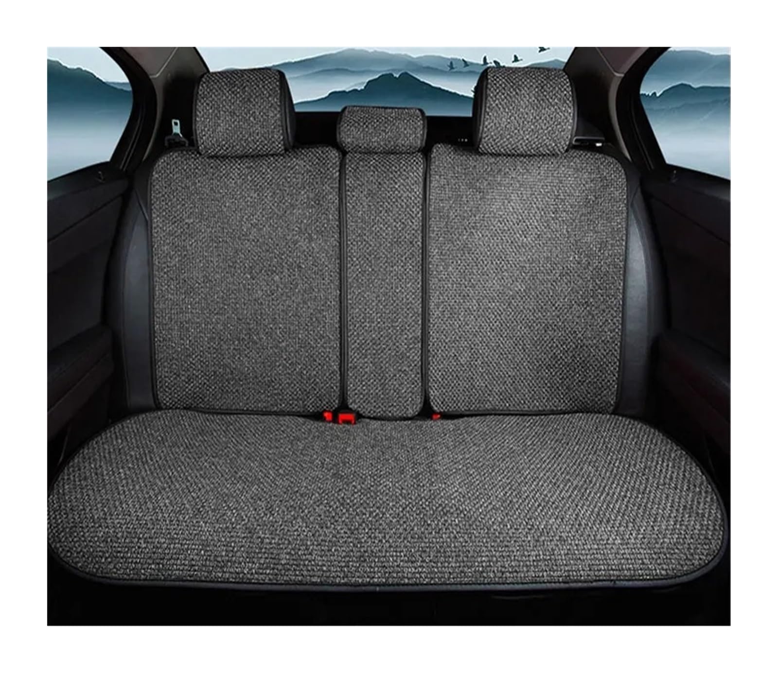 RVIFY Auto Sitzbezug Leinen-Autositzbezug mit Rückenbezug, schweißfestes Sommer-Sitzkissen, atmungsaktives Stuhlpolster für SUV, Limousine, LKW, Pick-Up Auto Sitzauflagen(1PC Rear Gray) von RVIFY