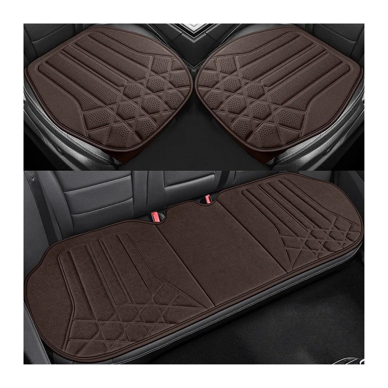 RVIFY Auto Sitzbezug Weiches Wildleder-Autositz-Rückenkissen für rutschfeste Sitzbezüge, geeignet für 5-Sitzer-Limousinen, SUV-Sitzmatten-Zubehör Auto Sitzauflagen(3pcs brown-01) von RVIFY