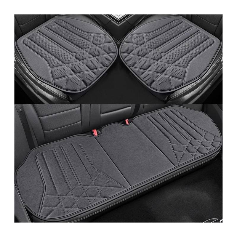 RVIFY Auto Sitzbezug Weiches Wildleder-Autositz-Rückenkissen für rutschfeste Sitzbezüge, geeignet für 5-Sitzer-Limousinen, SUV-Sitzmatten-Zubehör Auto Sitzauflagen(3pcs gray-02) von RVIFY